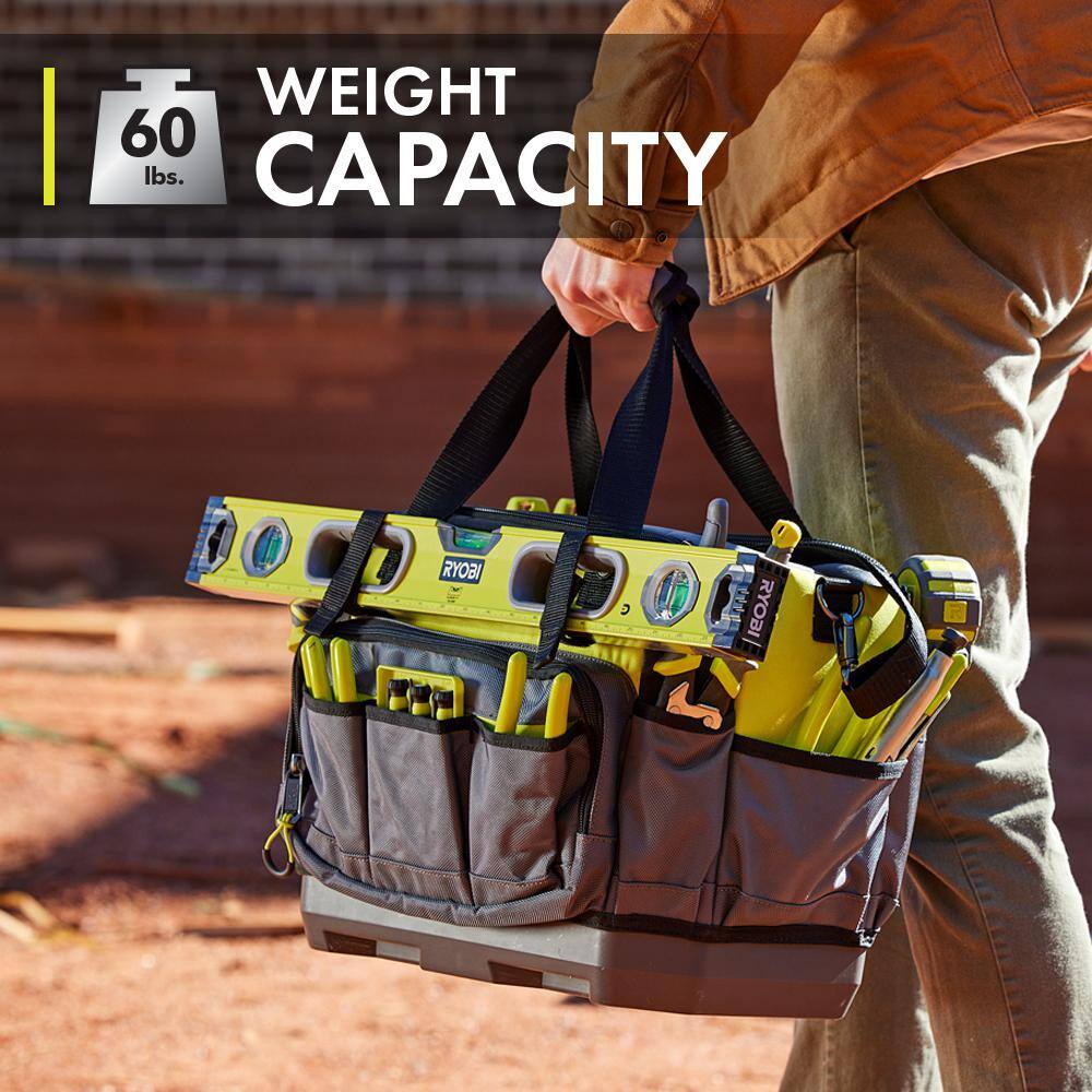 RYOBI LINK 17 in. Tool Bag with Tool Organizer Including Tape Measure Clip and Synching Level Straps STM601