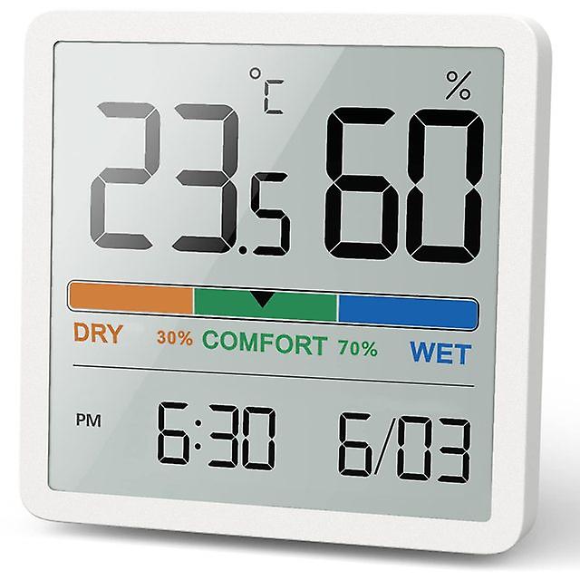 Lcd Digital Clock Hygrothermograph Indoor Thermometer Hygrometer Home Office Desktop Table Monitor Temperature Humidity Meter