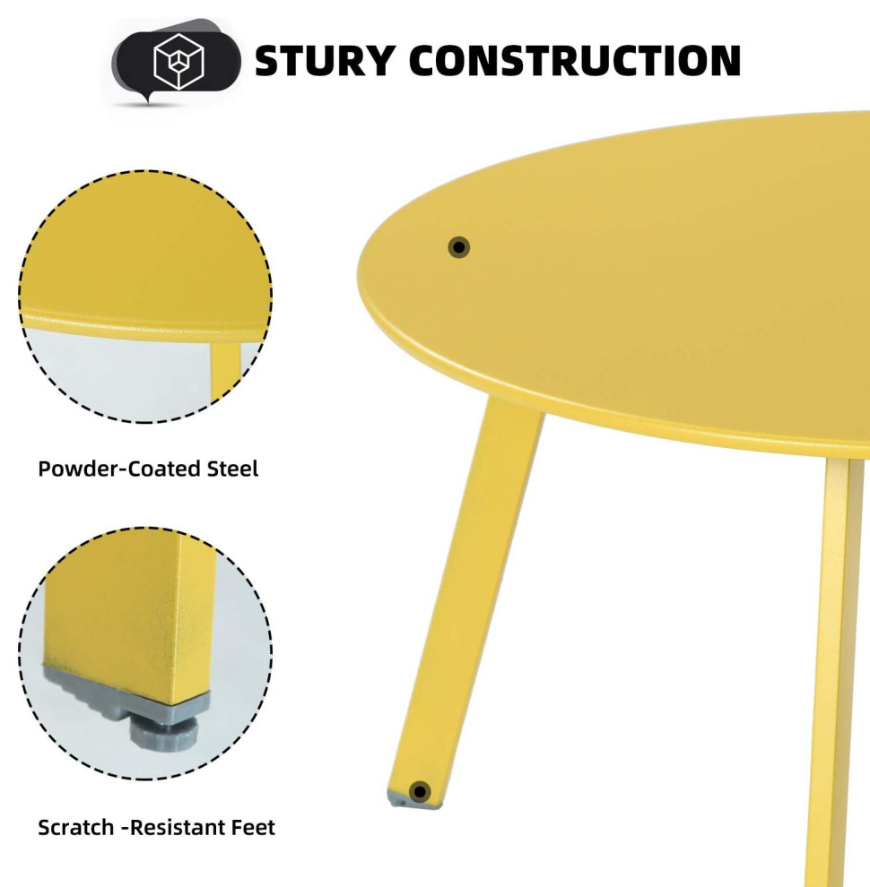 Yellow Round Steel Patio Coffee Table   Industrial   Coffee Tables   by Imtinanz  LLC  Houzz