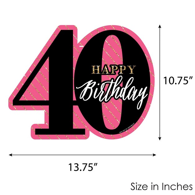 Big Dot Of Happiness Chic 40th Birthday Pink Black And Gold Hanging Porch Birthday Party Outdoor Decorations Front Door Decor 1 Piece Sign