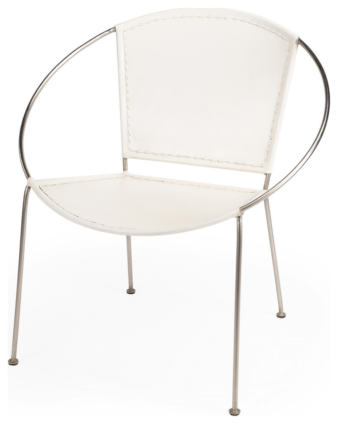 31 quotWhite And Gray Faux Leather Side Chair   Contemporary   Armchairs And Accent Chairs   by HomeRoots  Houzz