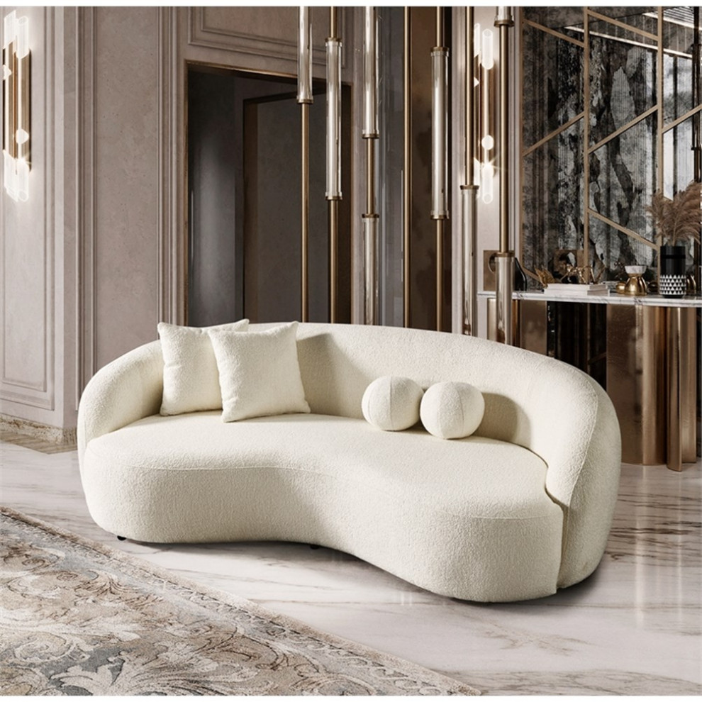 Bursa Japandi Style Luxury Modern Boucle Fabric Curvy Ivory Couch   Transitional   Sofas   by Homesquare  Houzz