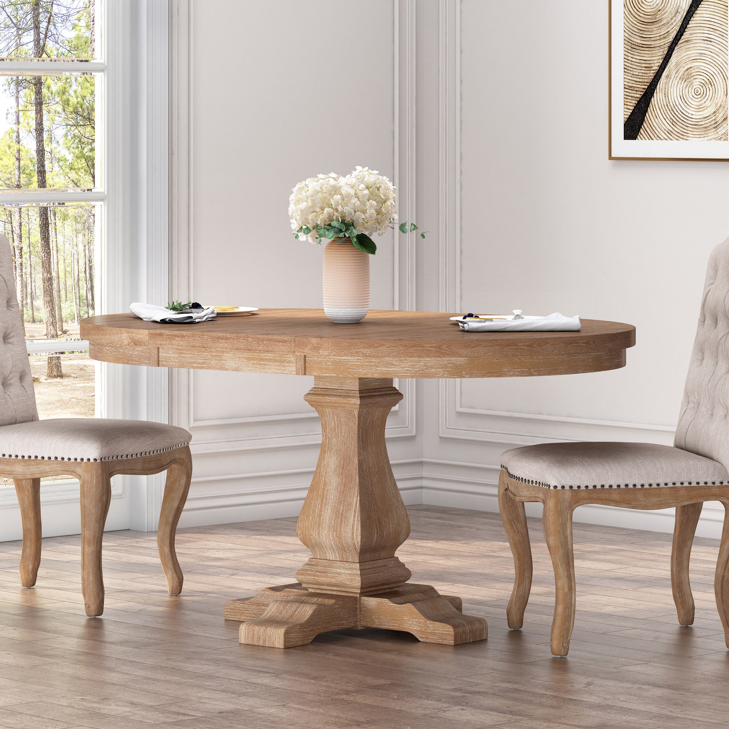 Judith Rustic Wood Expandable Oval Dining Table