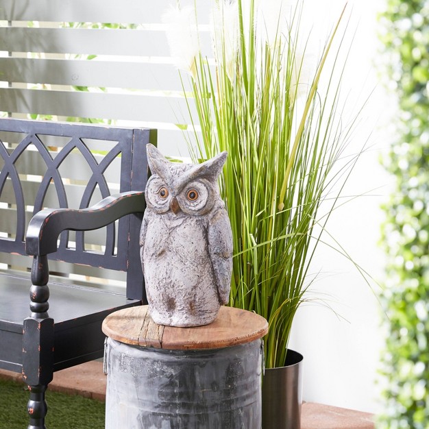 X 9 quot Magnesium Oxide Country Owl Garden Sculpture Gray Olivia amp May