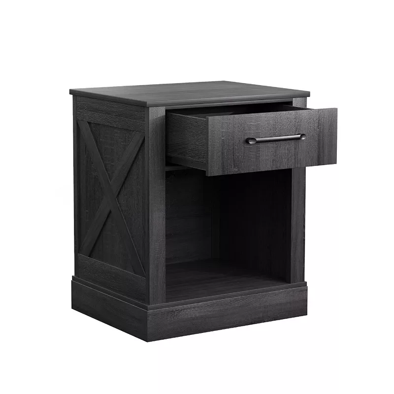 Compact Nightstand with Drawer and Shelf