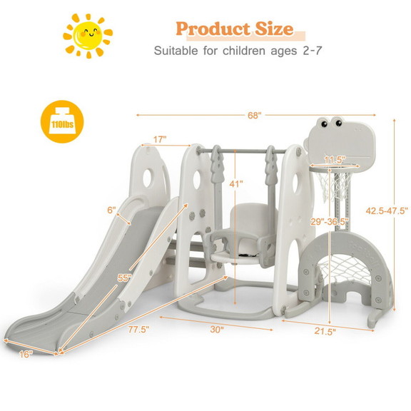 Costway 85921764 6 in 1 Toddler Slide and Swing Se...