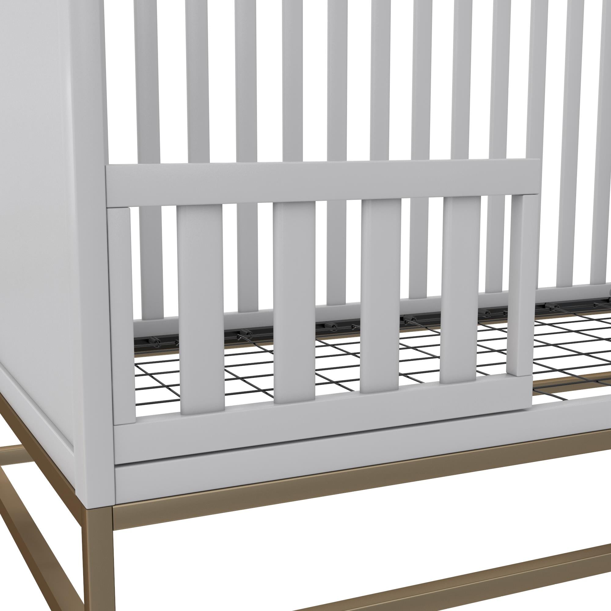 Little Seeds Haven 3 in 1 Convertible Wood Crib with Metal Base, Dove Gray with Gold Base