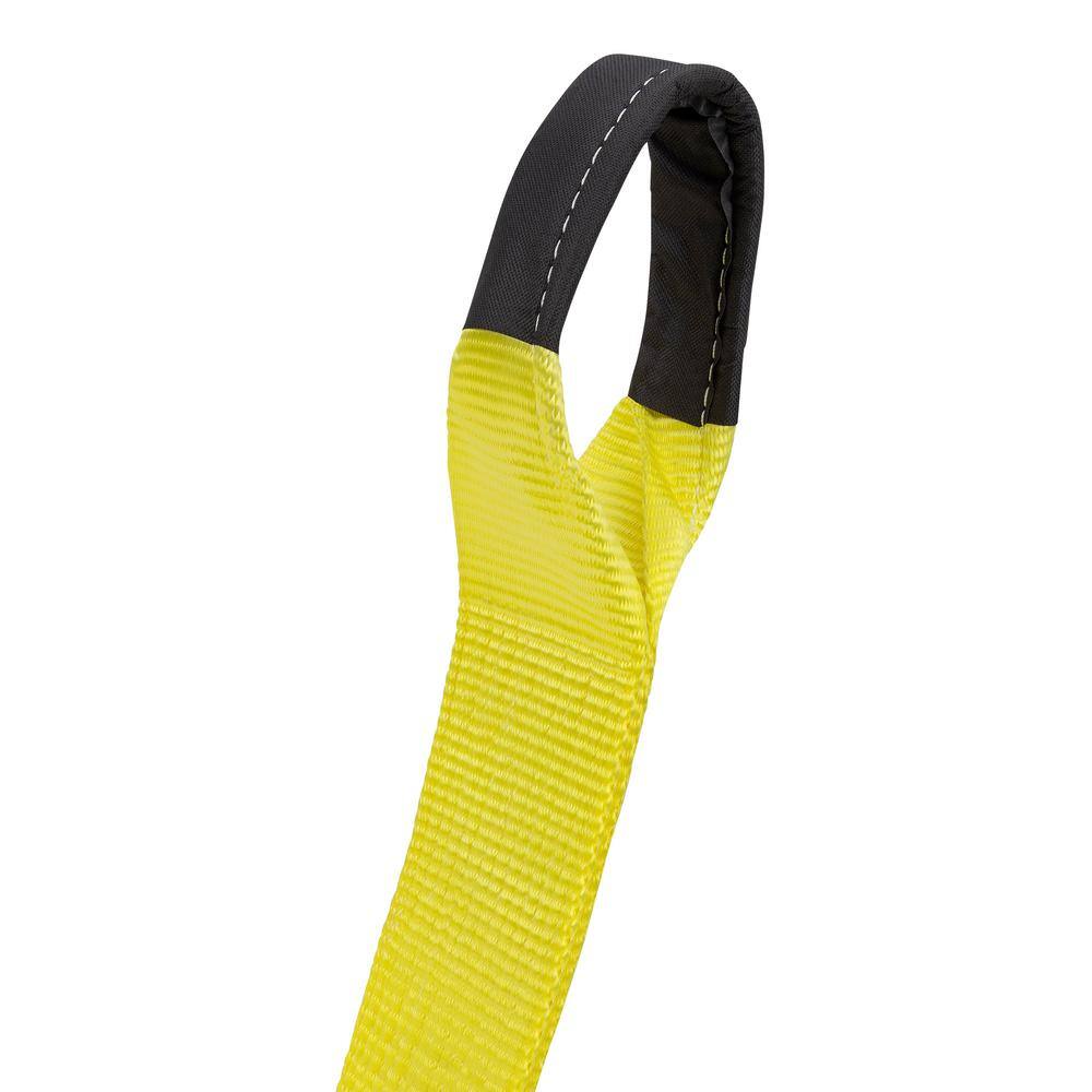 SmartStraps 30 ft. 10000 lb. Working Load Limit Yellow Recovery Tow Rope Strap with Loop Ends 833