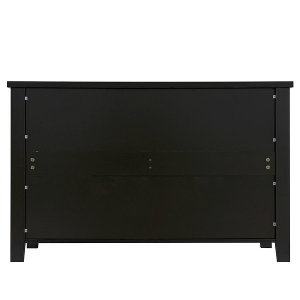 Black 6 Drawer Double Dresser Bedroom Storage Cabinet - - 36966266