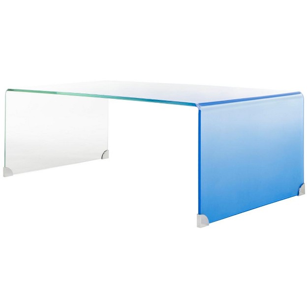 Crysta Ombre Glass Coffee Table Clear blue Safavieh