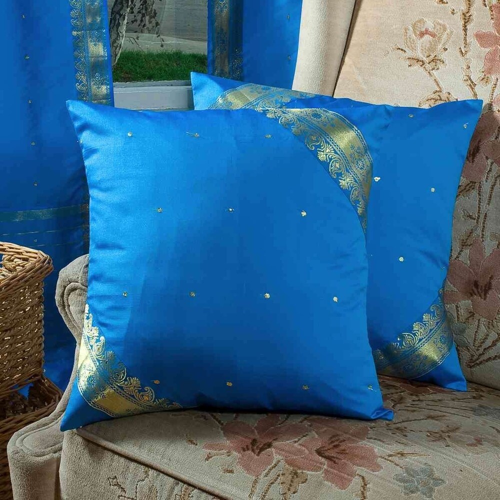 Enchanting Blue  handcrafted Cushion Cover  Throw Pillow case Euro Sham 6 Sizes