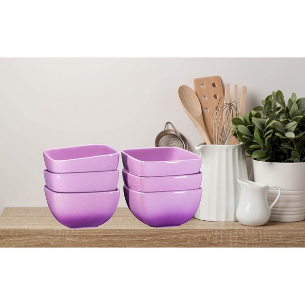 Bruntmor Large Ceramic Square Bowl Set Of 6purple