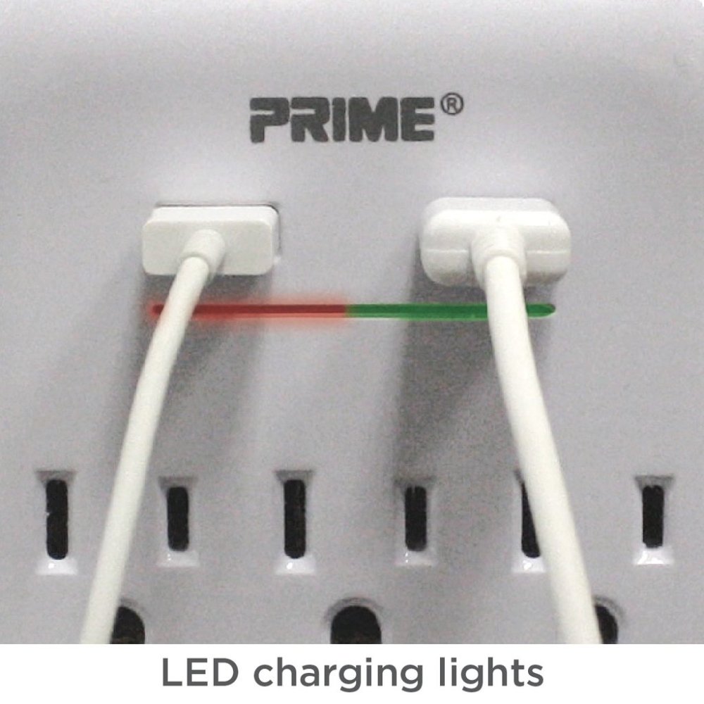 Prime 3 Prong 6 Outlet with 2 Port USB Charger ;