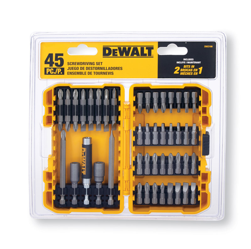 DW 2 in. L Screwdriving Set Heat-Treated Steel 45 pc