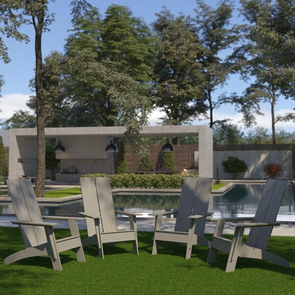 Set of 4 Modern Dual Slat Back Indoor/Outdoor Adirondack Style Chairs