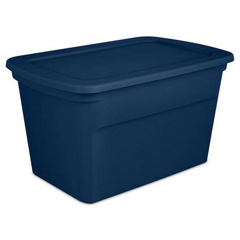 Sterilite Classic Lidded Stackable 30 Gal Storage Tote Container， Blue， 6 Pack