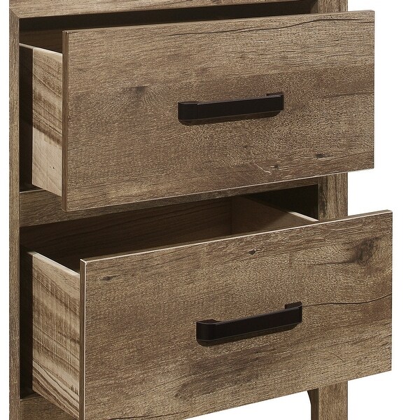 Transitional Style Bedroom Furniture Wooden Nightstand with Two Drawers ， Weathered Pine Finish - - 36131725