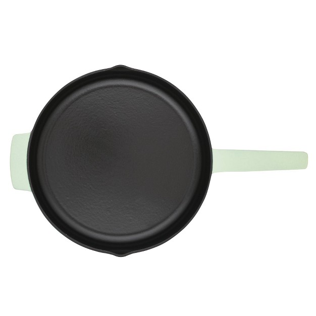 Enameled Cast Iron Induction Skillet With Helper Handle And Pour Spouts Pistachio