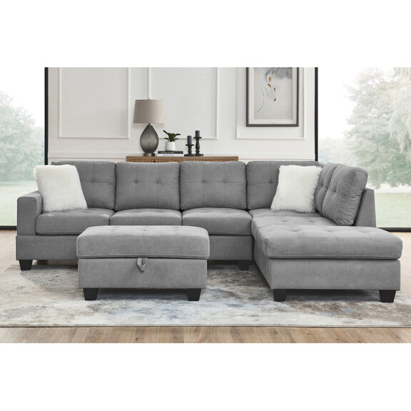 107 Fabric Sectional Sofa Couch with Storage Otto...