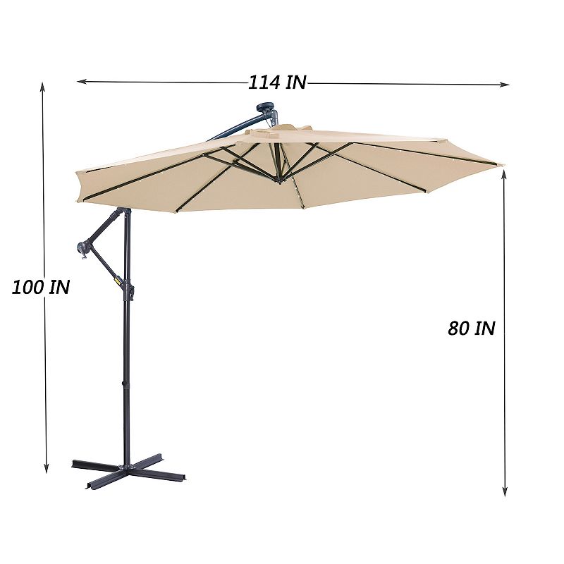 F.C Design 10 FT Solar LED Patio Outdoor Umbrella with 24 Lights - Tan， Easy Open Adjustment