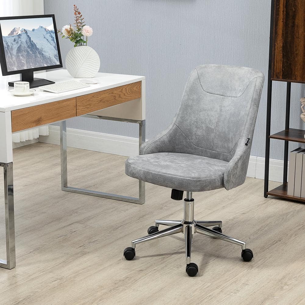 Vinsetto Light Grey Microfiber Cloth Seat Height Adjustable Task Chair with Non-Adjustable Arms 921-562