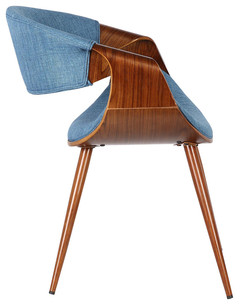 Jerrod Dining Chair  Walnut Finish and Blue Fabric   Midcentury   Dining Chairs   by Armen Living  Houzz