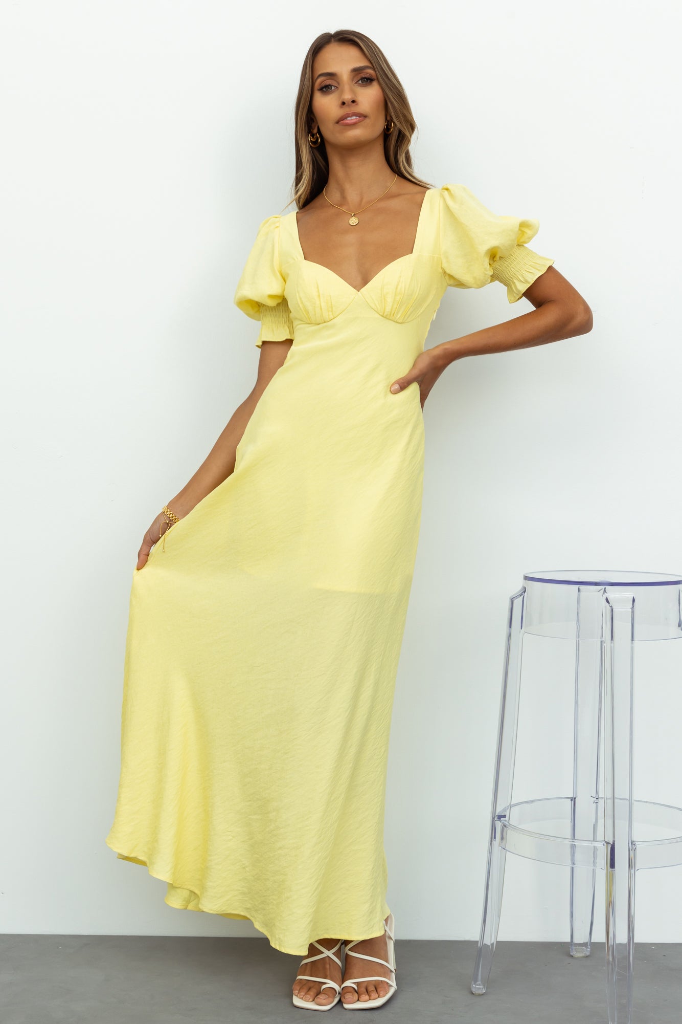 Love Rider Midi Dress Light Yellow