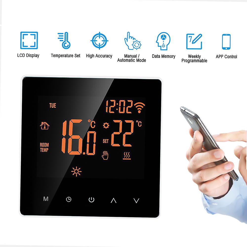 Orange Wi-fi Wi-fi Smart Thermostat Digital Temperature Controller App Control Lcd Display Touch Screen Week Programmable Electric Floor Heating Therm