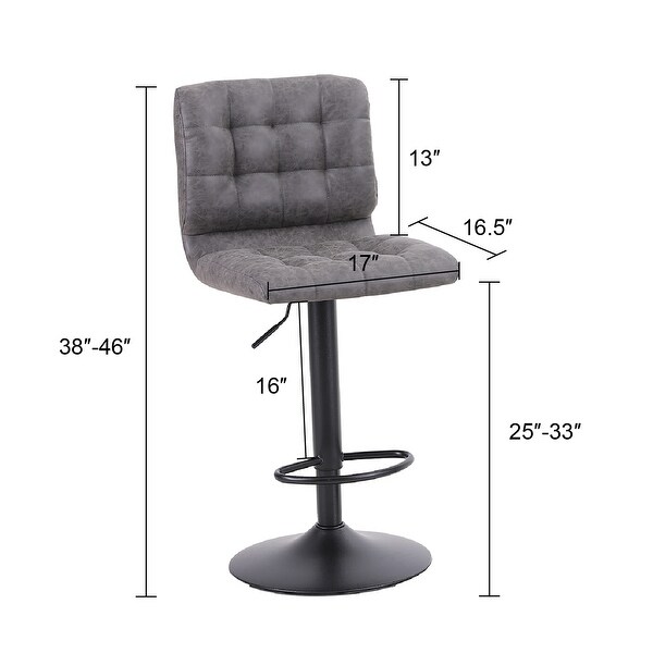 2-Piece Modern PU Leather Adjustable Swivel Bar Stools