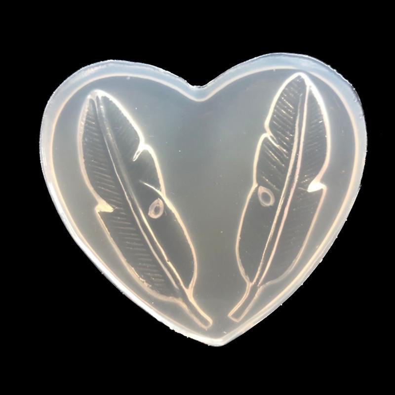 Heart-shaped Feather Shape Crystal Drop Gum Mold - 2pcs