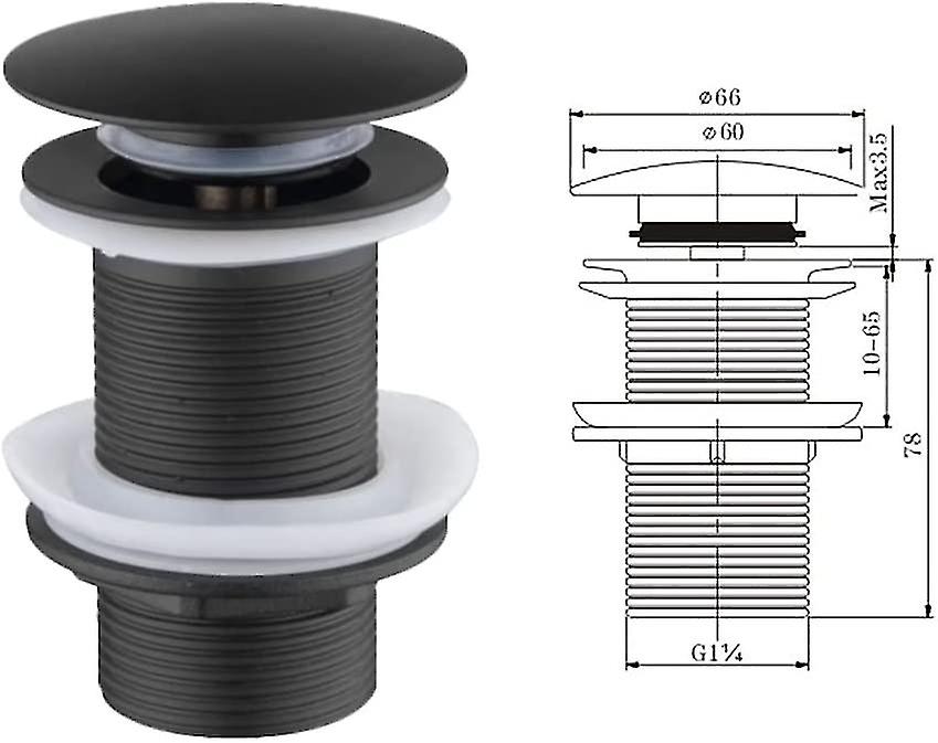 Other Sink Accessory Universal Drain Without Overflow - For Bath And Shower - Black Scrollsqy