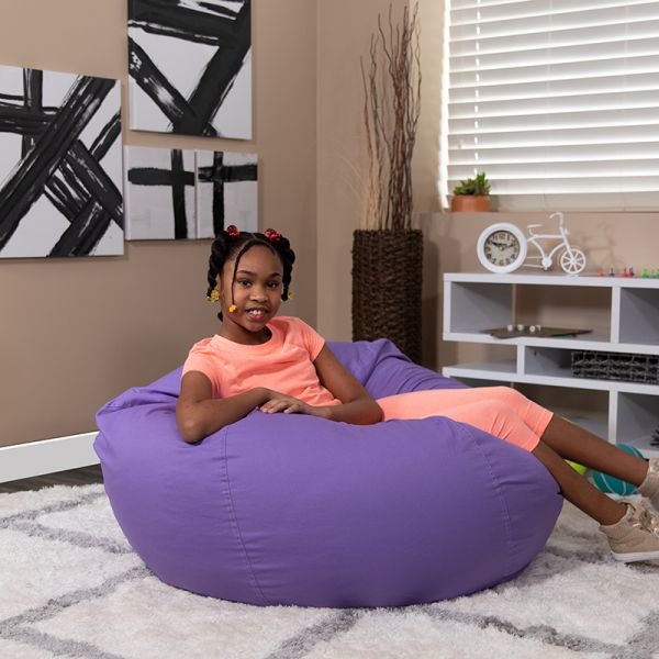 Duncan Oversized Solid Purple Refillable Bean Bag Chair for All Ages