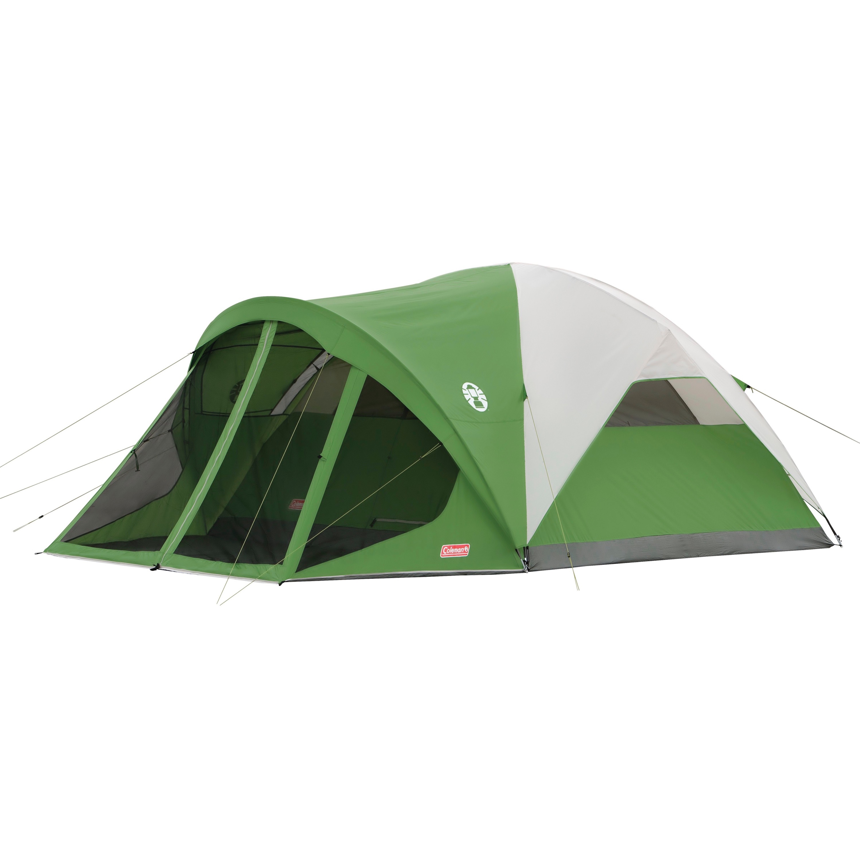 Coleman Evanston 6-Person Dome Tent with Screen Room， 2 Rooms， Green