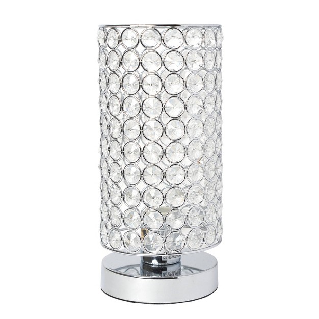 Elipse Crystal Bedside Nightstand Cylindrical Uplight Table Lamp Chrome Elegant Designs