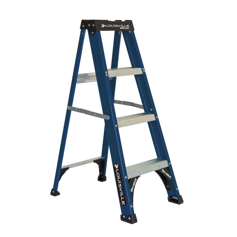 Louisville Ladder 4 ft. Fiberglass Step Ladder 8.5 ft. Reach with 225 lbs. Load Capacity Type II Duty Rating W-3217-04