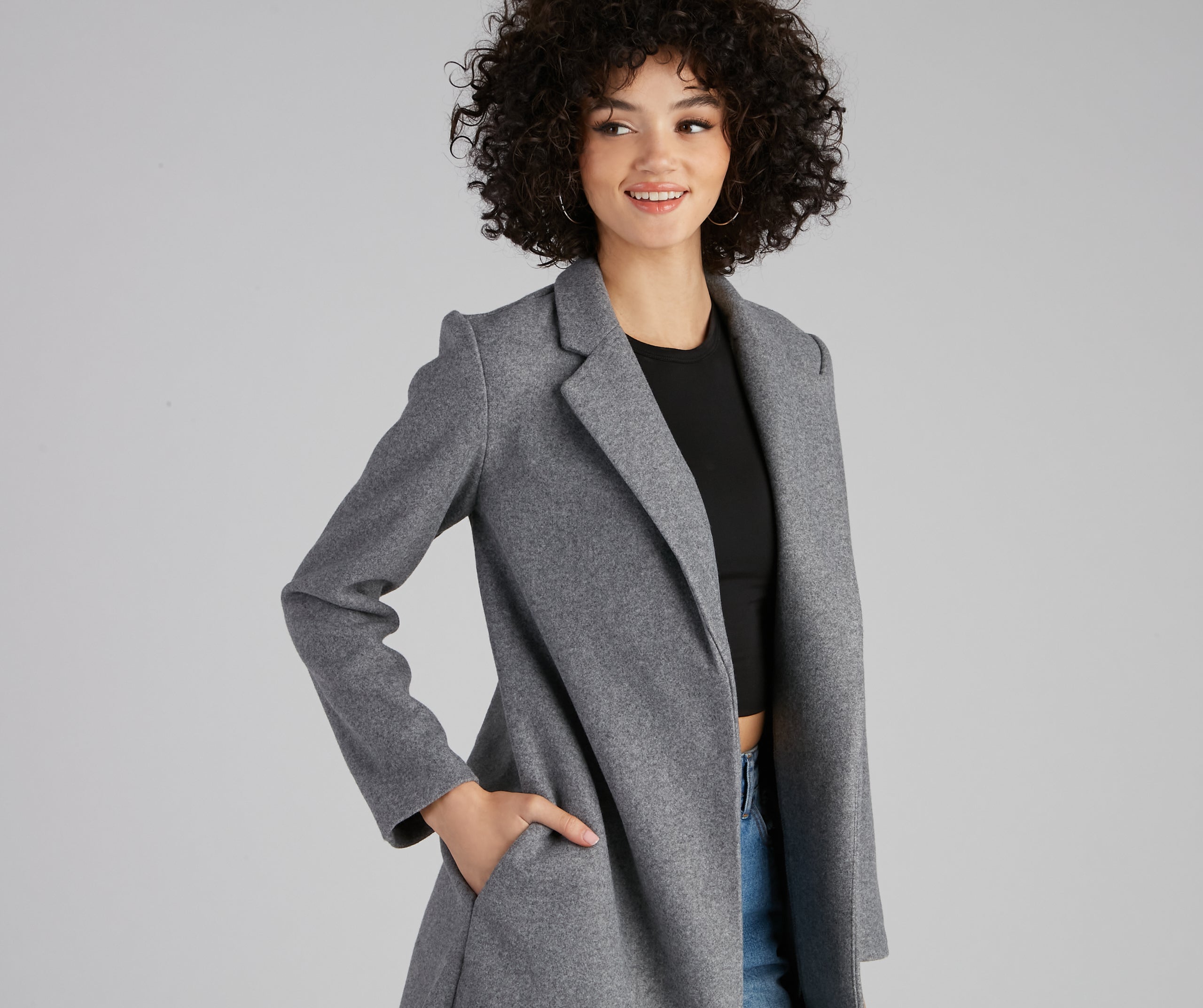 New York Faux Wool Trench Coat