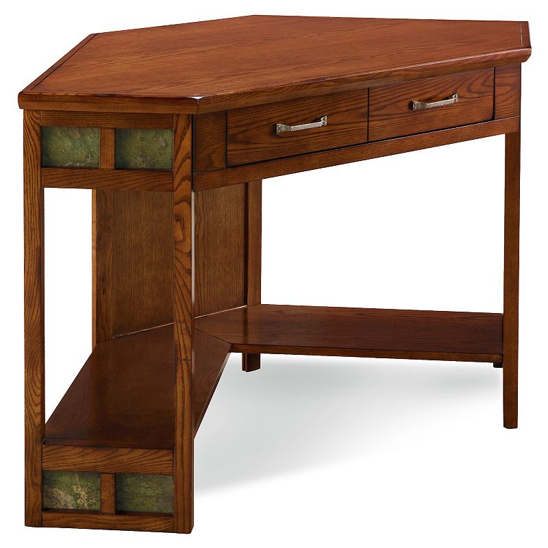 Leick Furniture Rustic Oak and Slate Corner Computer Desk