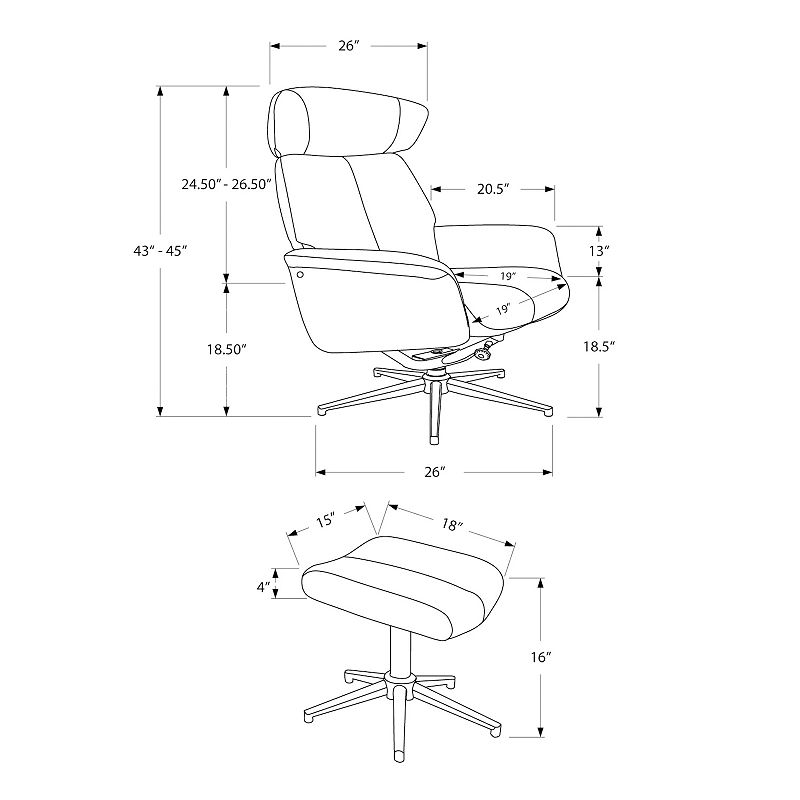 Monarch Swivel Accent Chair and Ottoman 2-piece Set