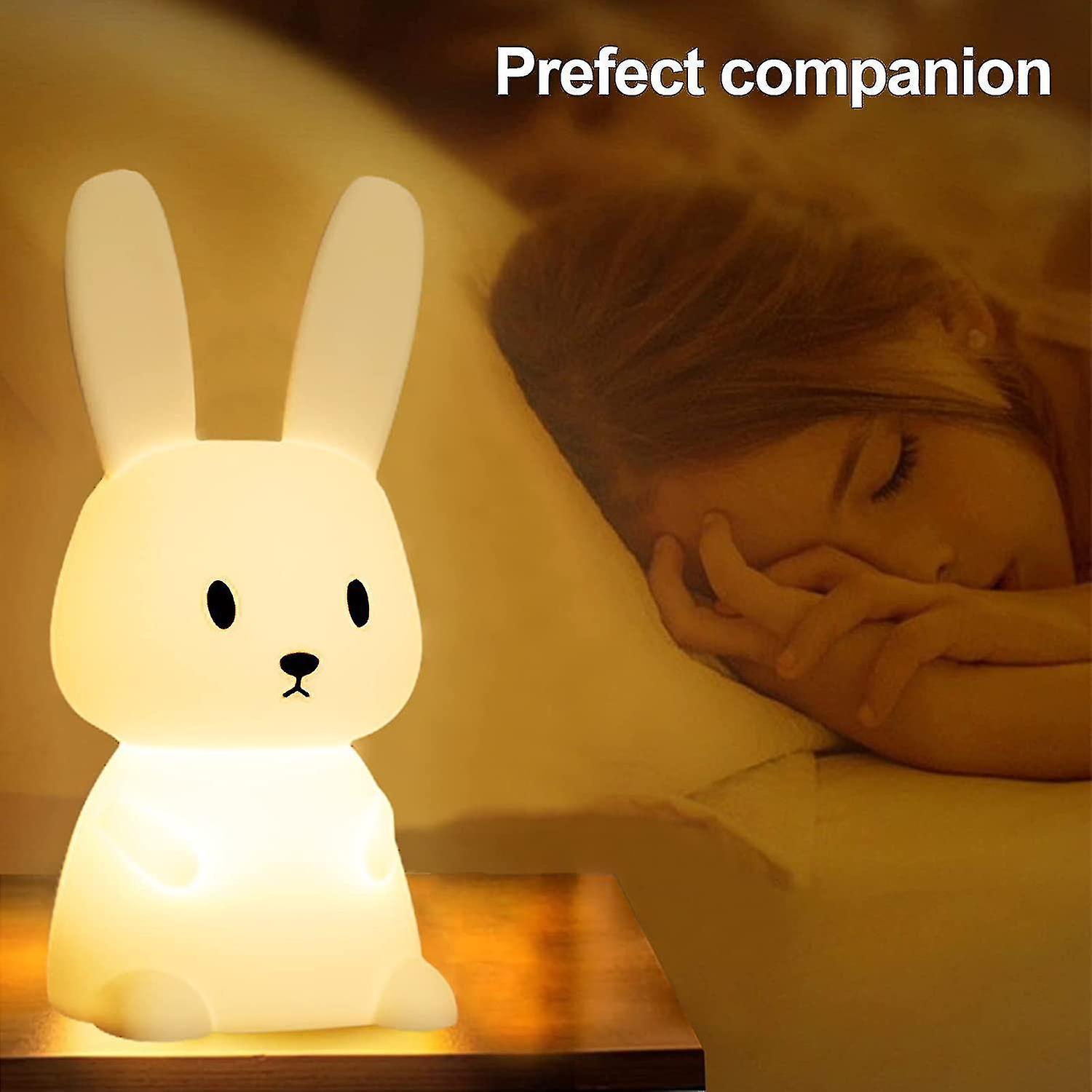 Cute Bunny Kids Night Light， Night Lights For Kids Room Birthday Gifts Kawaii Teen Night Lamp Rechar