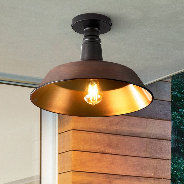 1 light Camila Classic Industrial Indoor outdoor Led Semi Flush Mount Oil Rubbed Bronze copper Jonathan Y