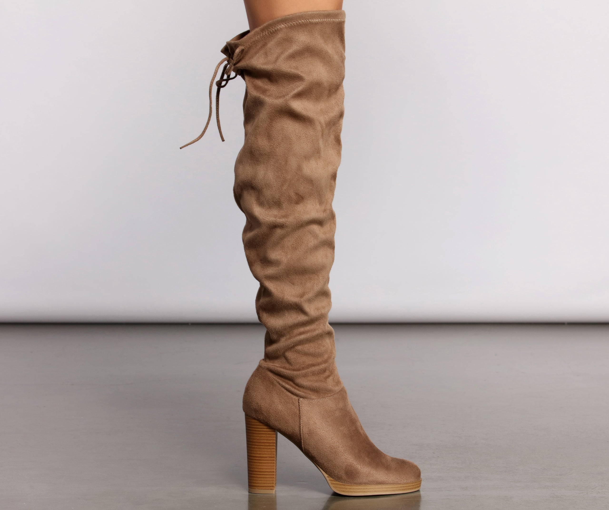 Over The Knee Stacked Block Heeled Boots