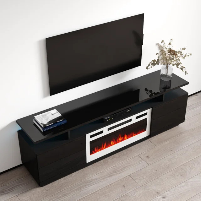 Modern Entertainment Center  Large Floating Top  ampElectric Fireplace   Modern   Entertainment Centers And Tv Stands   by Declusia  Houzz