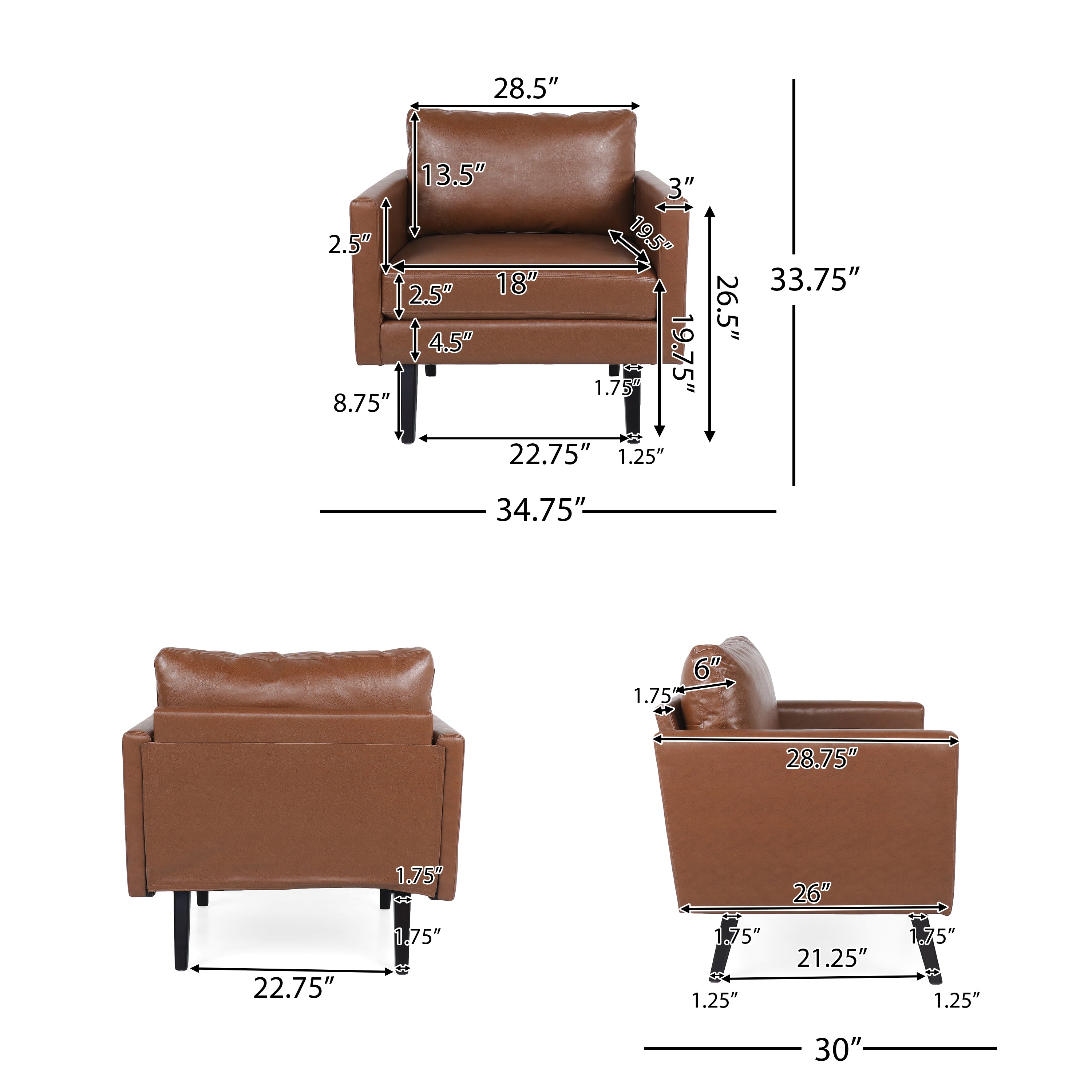 Dowd Mid Century Modern Faux Leather Club Chair