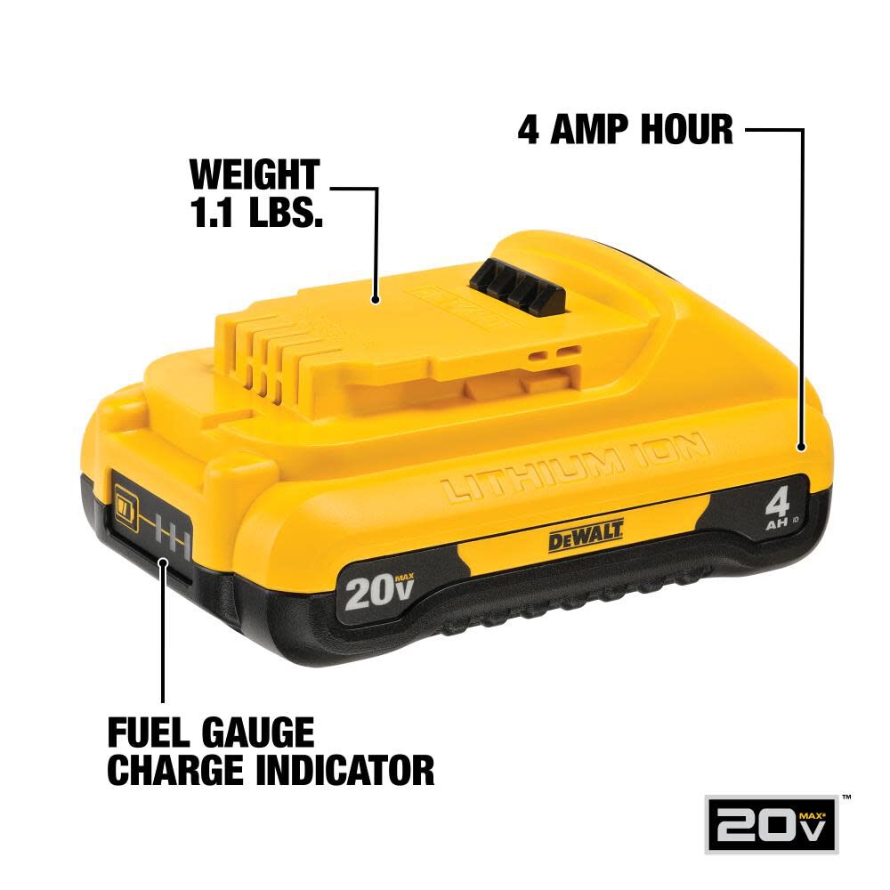 DW 20V MAX 4Ah Compact Lithium Ion Battery DCB240 from DW