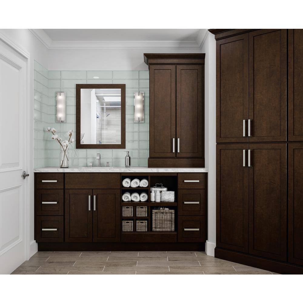 Hampton Bay Shaker Assembled 36x34.5x24 in. Blind Base Corner Kitchen Cabinet in Java KBBC45-SJM