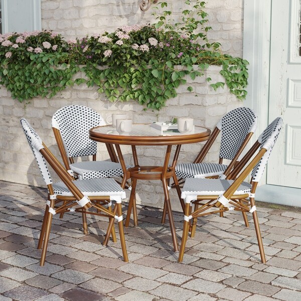 Indoor/Outdoor Commercial Bistro Set with Table and Four Chairs