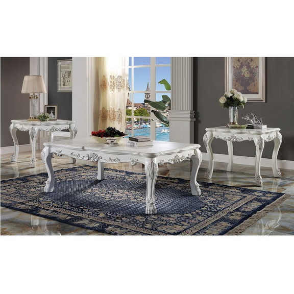 Acme LV01692 Dresden End Table  Antique White Fini...