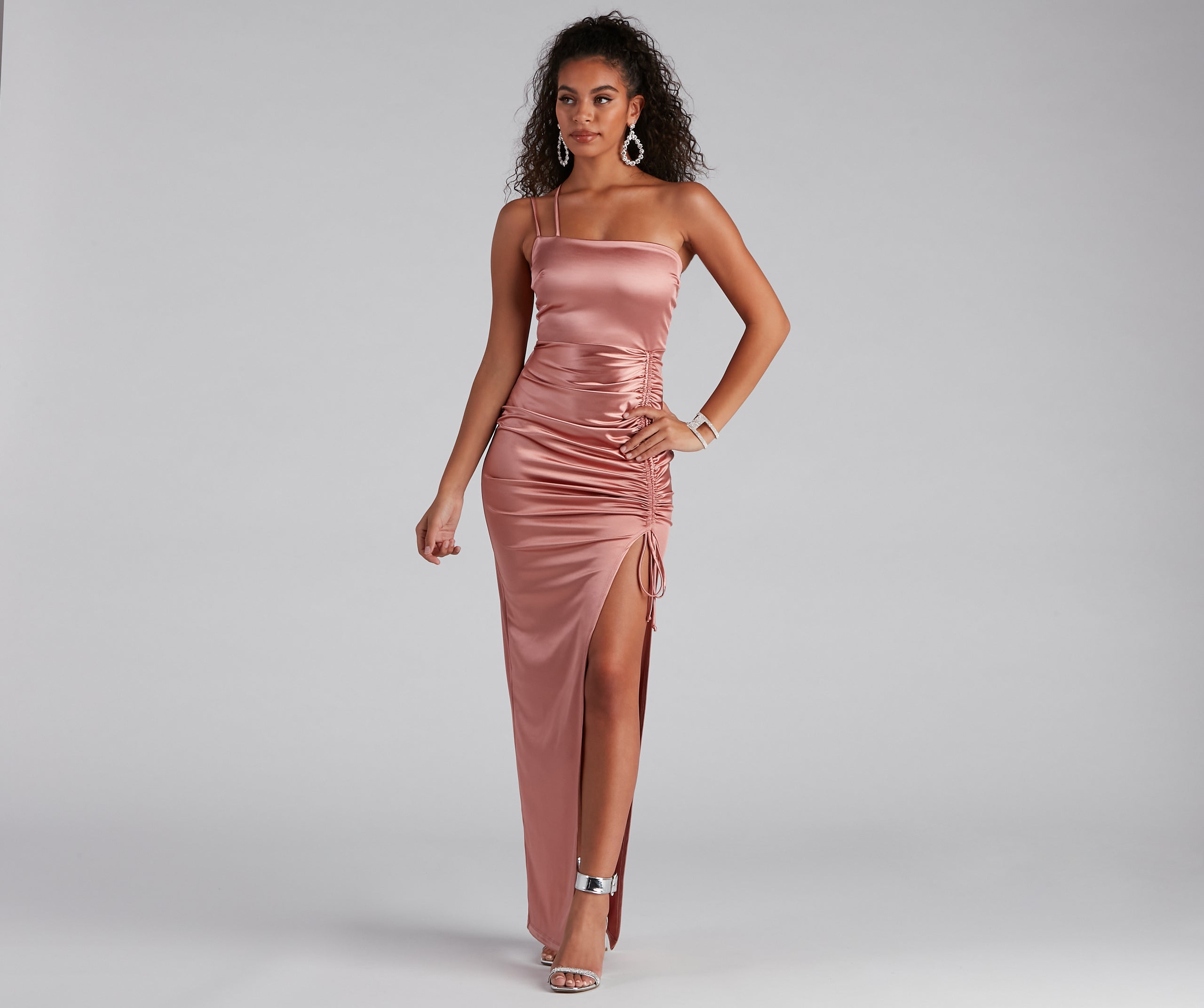 Norah Formal High Slit Satin Dress