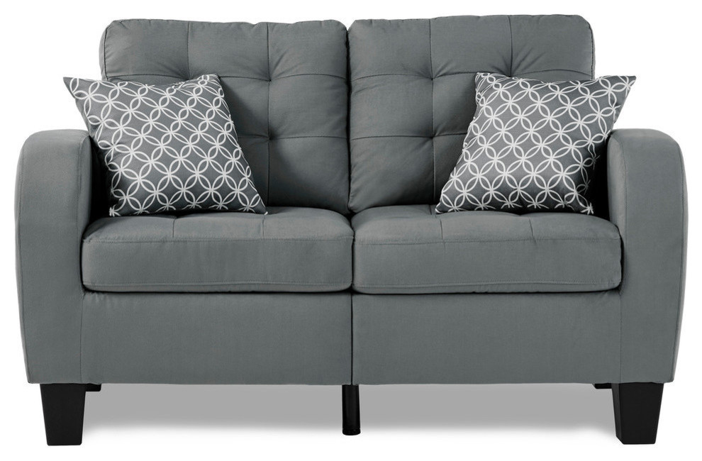 Dexter Love Seat With 2 Pillows   Transitional   Loveseats   by Lexicon Home  Houzz