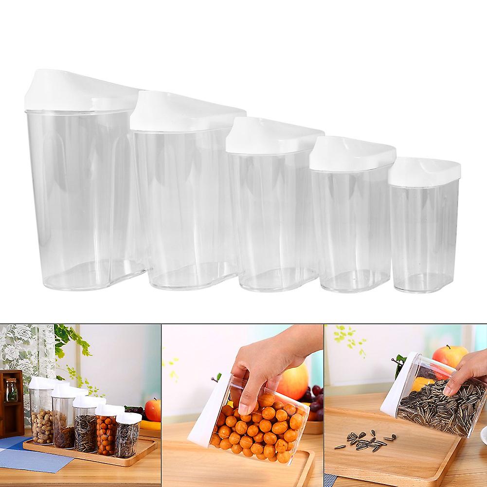 Set Of 5 Dry Food Storage Cereal Dispenser Pasta Food Container Box Kitchen Tool